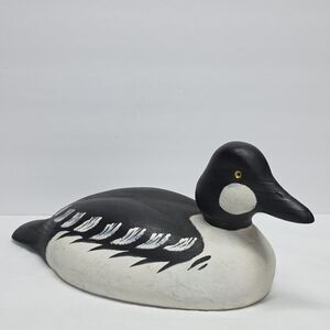 Vintage Goldeneye Drake Duck Wooden Decoy By Barbara Kearns St. Louis MO Signed